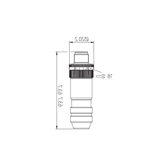 M12 8 Pin、Straight male、Screw connection、Metal shielding、64F621 